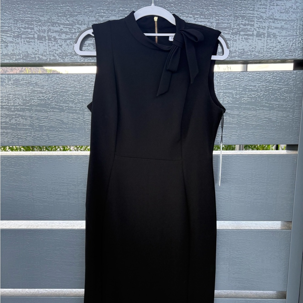 Calvin Klein Black Midi Dress with Bow Detail